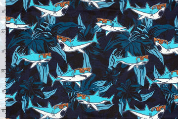 Badeshorts Stoff, Badehosenstoff, Swimwear, Haie, marine, 0,5 m